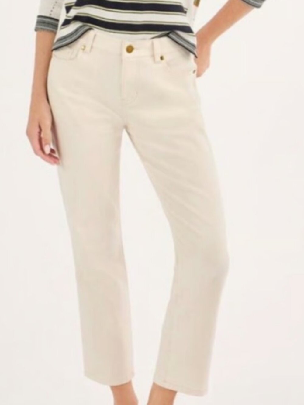 CAbi Soho Jeans, Cropped Ivory #6701 size 2